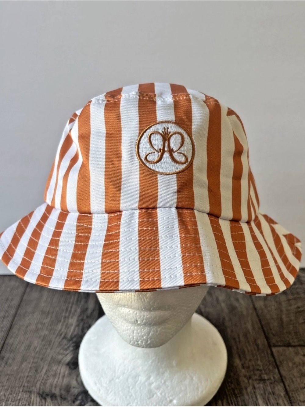 Anastasia Beverly Hills Orange and White Striped Bucket Hat